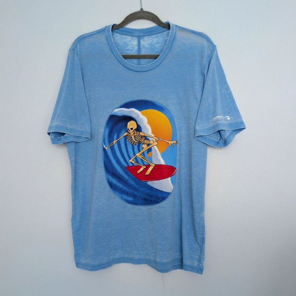 Ovadia & Sons Cotton Slub Flock Print Graphic Short Sleeve T-Shirt Sz M